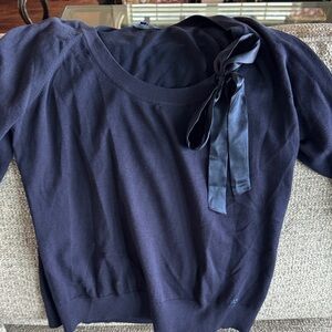 Escada Navy Sweater with Ribbon Accent - NWOT